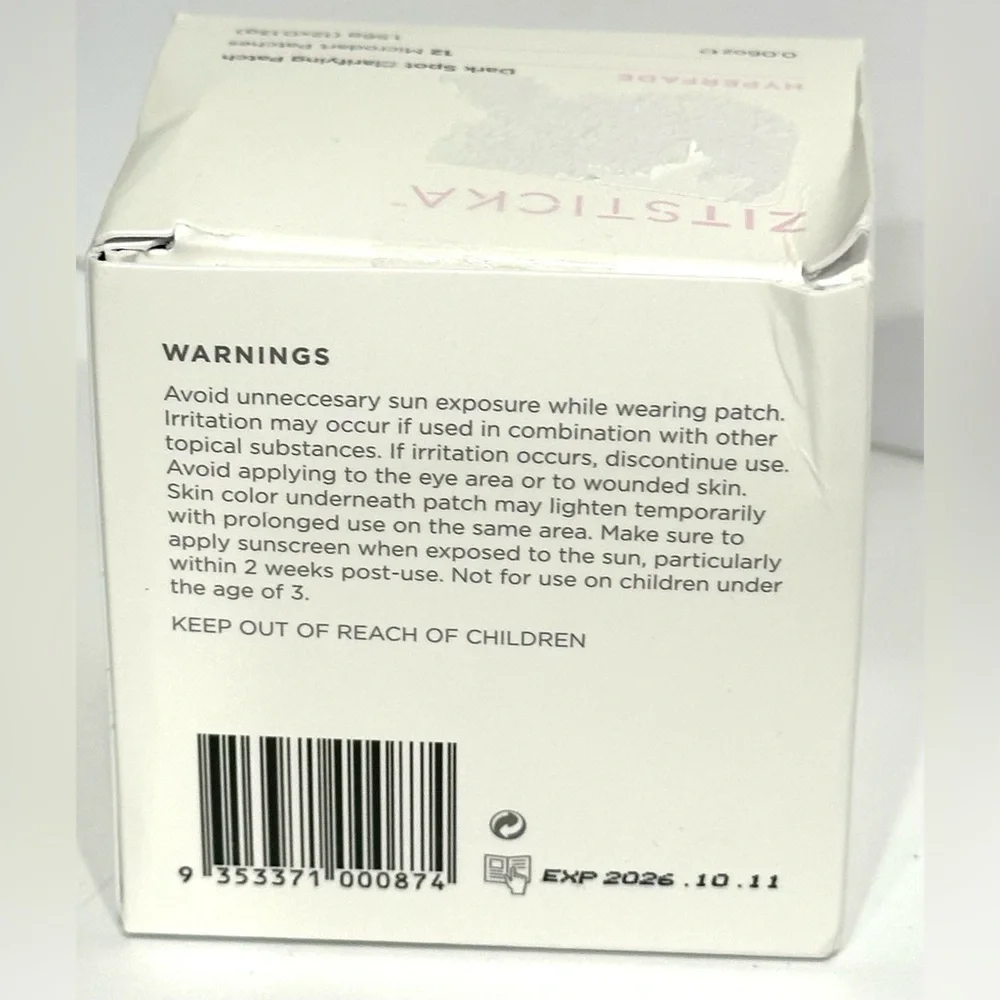 ZitSticka Hyperfade Microdart Pimple Patch, Post-Zit Blemishes, Hydrates 12 Pack